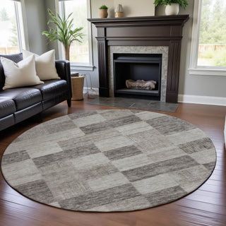 Piper Looms Mayfield Geometric AMF1139 Beige Machine Washable Area Rug Round Lifestyle Image Feature