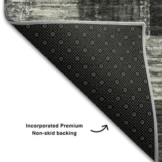 Piper Looms Mayfield Geometric AMF1139 Black Machine Washable Area Rug Backing Image