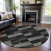 Piper Looms Mayfield Geometric AMF1139 Black Machine Washable Area Rug Round Lifestyle Image Feature