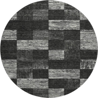 Piper Looms Mayfield Geometric AMF1139 Black Machine Washable Area Rug Round Main Image