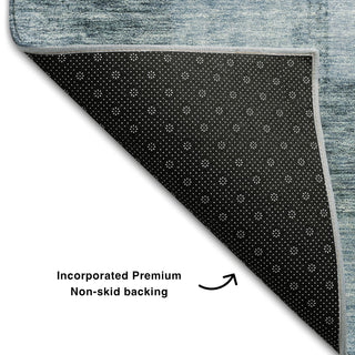 Piper Looms Mayfield Geometric AMF1139 Denim Machine Washable Area Rug Backing Image