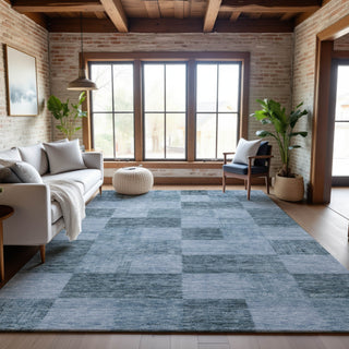 Piper Looms Mayfield Geometric AMF1139 Denim Machine Washable Area Rug Lifestyle Image Feature