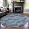 Piper Looms Mayfield Geometric AMF1139 Denim Machine Washable Area Rug Round Lifestyle Image Feature