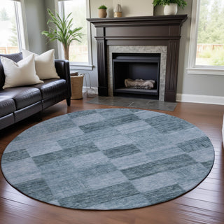 Piper Looms Mayfield Geometric AMF1139 Denim Machine Washable Area Rug Round Lifestyle Image Feature