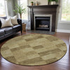 Piper Looms Mayfield Geometric AMF1139 Gold Machine Washable Area Rug Round Lifestyle Image Feature