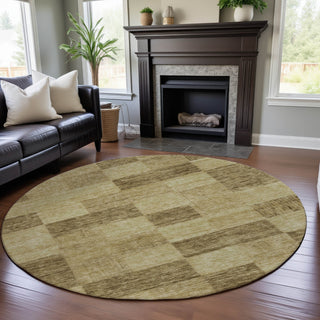 Piper Looms Mayfield Geometric AMF1139 Gold Machine Washable Area Rug Round Lifestyle Image Feature