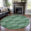 Piper Looms Mayfield Geometric AMF1139 Green Machine Washable Area Rug Round Lifestyle Image Feature