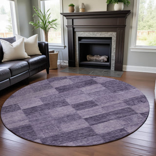 Piper Looms Mayfield Geometric AMF1139 Purple Machine Washable Area Rug Round Lifestyle Image Feature