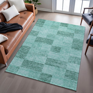 Piper Looms Mayfield Geometric AMF1139 Seafoam Machine Washable Area Rug Lifestyle Image Feature