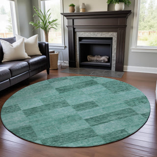 Piper Looms Mayfield Geometric AMF1139 Seafoam Machine Washable Area Rug Round Lifestyle Image Feature