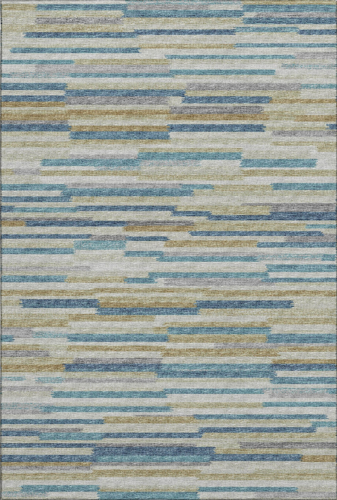 Piper Looms Mayfield Stripes Bars and Horizontal Lines AMF114 Blue Machine Washable Area Rug main image