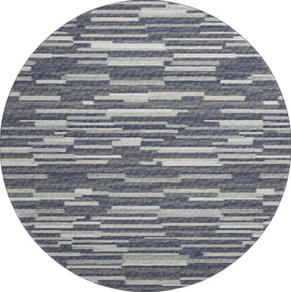 Piper Looms Mayfield Stripes Bars and Horizontal Lines AMF114 Gray Machine Washable Area Rug Round Main Image