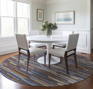 Piper Looms Mayfield Stripes Bars and Horizontal Lines AMF114 Landscape Machine Washable Area Rug Round Lifestyle Image Feature