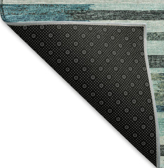 Piper Looms Mayfield Stripes Bars and Horizontal Lines AMF114 Turquoise Machine Washable Area Rug Backing Image