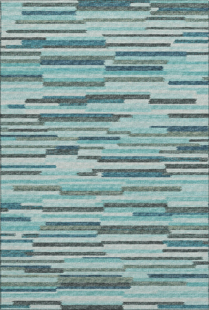 Piper Looms Mayfield Stripes Bars and Horizontal Lines AMF114 Turquoise Machine Washable Area Rug main image