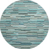Piper Looms Mayfield Stripes Bars and Horizontal Lines AMF114 Turquoise Machine Washable Area Rug Round Main Image