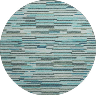 Piper Looms Mayfield Stripes Bars and Horizontal Lines AMF114 Turquoise Machine Washable Area Rug Round Main Image
