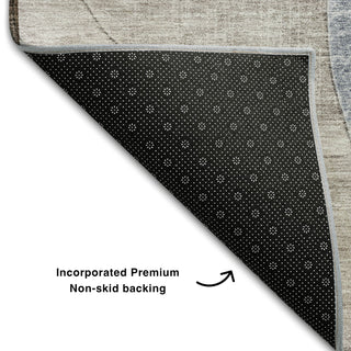 Piper Looms Mayfield Geometric AMF1140 Denim Machine Washable Area Rug Backing Image