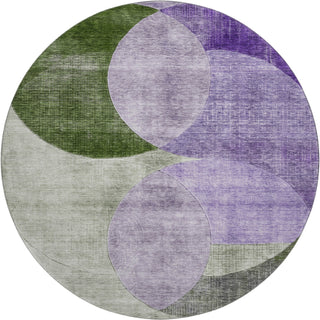 Piper Looms Mayfield Geometric AMF1140 Lavender Machine Washable Area Rug Round Main Image