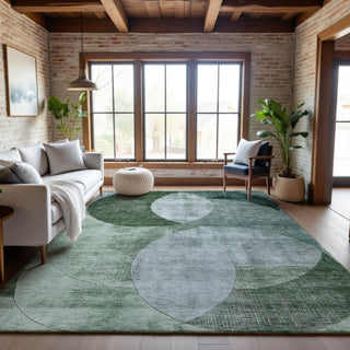 Piper Looms Mayfield Geometric AMF1140 Seafoam Machine Washable Area Rug Lifestyle Image Feature
