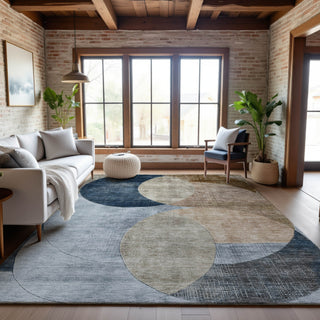Piper Looms Mayfield Geometric AMF1140 Sky Machine Washable Area Rug Lifestyle Image Feature