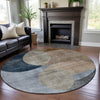 Piper Looms Mayfield Geometric AMF1140 Sky Machine Washable Area Rug Round Lifestyle Image Feature