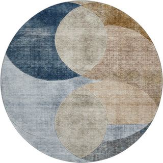 Piper Looms Mayfield Geometric AMF1140 Sky Machine Washable Area Rug Round Main Image