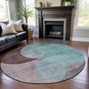 Piper Looms Mayfield Geometric AMF1140 Teal Machine Washable Area Rug Round Lifestyle Image Feature