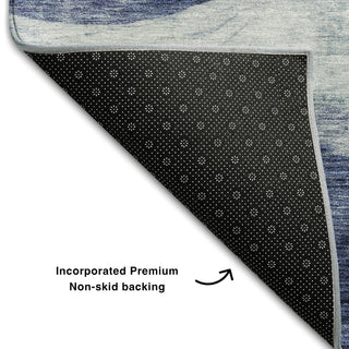Piper Looms Mayfield Swirls AMF1141 Blue Machine Washable Area Rug Backing Image