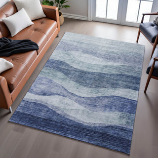 Piper Looms Mayfield Swirls AMF1141 Blue Machine Washable Area Rug Lifestyle Image Feature