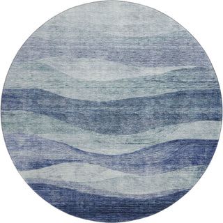 Piper Looms Mayfield Swirls AMF1141 Blue Machine Washable Area Rug Round Main Image
