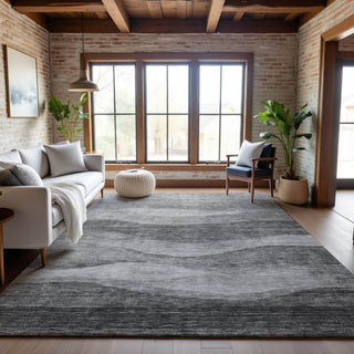 Piper Looms Mayfield Swirls AMF1141 Gray Machine Washable Area Rug Lifestyle Image Feature