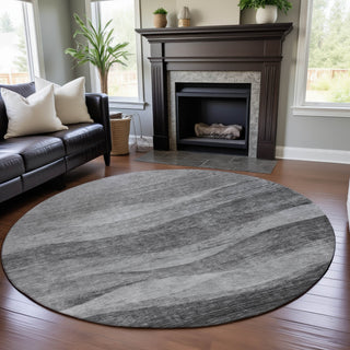 Piper Looms Mayfield Swirls AMF1141 Gray Machine Washable Area Rug Round Lifestyle Image Feature