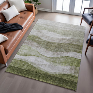 Piper Looms Mayfield Swirls AMF1141 Green Machine Washable Area Rug Lifestyle Image Feature
