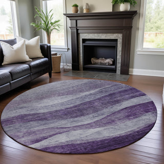 Piper Looms Mayfield Swirls AMF1141 Lavender Machine Washable Area Rug Round Lifestyle Image Feature