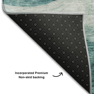 Piper Looms Mayfield Swirls AMF1141 Seafoam Machine Washable Area Rug Backing Image