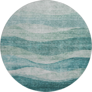 Piper Looms Mayfield Swirls AMF1141 Seafoam Machine Washable Area Rug Round Main Image