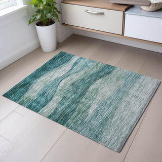 Piper Looms Mayfield Swirls AMF1141 Seafoam Machine Washable Area Rug Scatter Lifestyle Image Feature