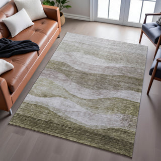 Piper Looms Mayfield Swirls AMF1141 Taupe Machine Washable Area Rug Lifestyle Image Feature