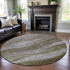 Piper Looms Mayfield Swirls AMF1141 Taupe Machine Washable Area Rug Round Lifestyle Image Feature