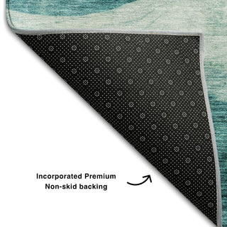 Piper Looms Mayfield Swirls AMF1141 Teal Machine Washable Area Rug Backing Image