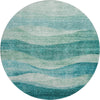 Piper Looms Mayfield Swirls AMF1141 Teal Machine Washable Area Rug Round Main Image