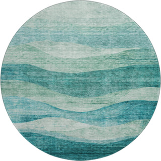Piper Looms Mayfield Swirls AMF1141 Teal Machine Washable Area Rug Round Main Image