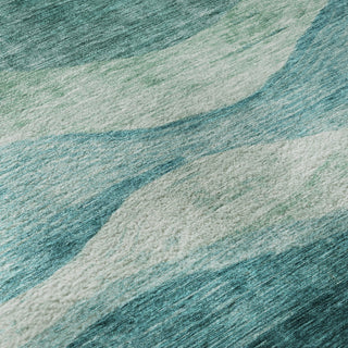 Piper Looms Mayfield Swirls AMF1141 Teal Machine Washable Area Rug Swatch Image