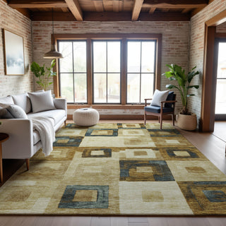 Piper Looms Mayfield Geometric AMF1142 Beige Machine Washable Area Rug Lifestyle Image Feature