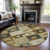 Piper Looms Mayfield Geometric AMF1142 Beige Machine Washable Area Rug Round Lifestyle Image Feature