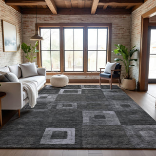 Piper Looms Mayfield Geometric AMF1142 Black Machine Washable Area Rug Lifestyle Image Feature