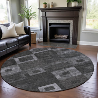 Piper Looms Mayfield Geometric AMF1142 Black Machine Washable Area Rug Round Lifestyle Image Feature