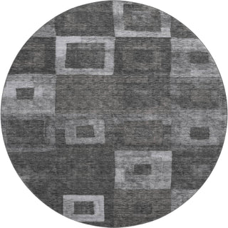 Piper Looms Mayfield Geometric AMF1142 Black Machine Washable Area Rug Round Main Image