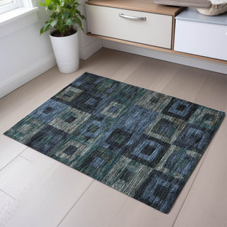Piper Looms Mayfield Geometric AMF1142 Blue Machine Washable Area Rug Scatter Lifestyle Image Feature